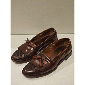 Men's ALLEN EDMONDS CODY Kiltie Tassel Loafers 11 D Brown Woven Leather Shoes